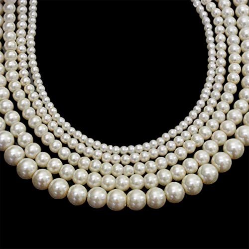 Embroiderymaterial Pearl Glass Beads Craft Jewellery Making Combo Set 5 Sizes 900 Pieces -3MM,4MM,5MM,6MM & 8MM