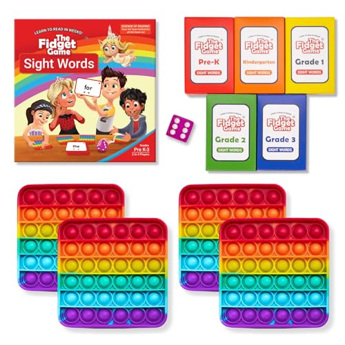The Fidget Game Sight Words - Learn to Read in Weeks, Master 220 High-Frequency Dolch Sight Words. Curriculum-Appropriate Reading Game for Pre-K to Grade 3 - NO-Letters Popping Mats & Dice Included