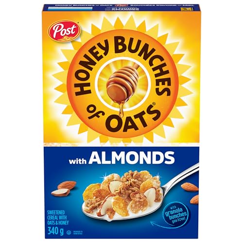 Post Honey Bunches of Oats with Almonds Breakfast Cereal, with Crunchy Granola-Oat clusters, Regular Size 340g