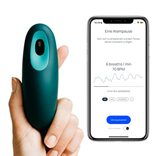 Moonbird Atem- und Meditationsgerät - Einschlafhilfe für Erwachsene, Sofortige Stressreduzierung & Angstlinderung - Verbessert den Schlaf, hilft bei Stress und Angst - Grün Blau