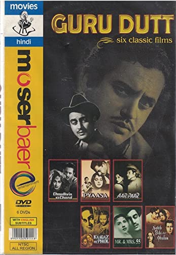 Guru Dutt-Six Classic Films (Brand New 6 Dvd Set, Hindi Language, With English Subtitles, Released By Moserbaer) Chaudhvin Ka Chand/ Pyaasa/ Aar-Paar/ Kaagaz Ke Phool/ Mr. & Mrs.55/ Sahib Bibi Aur Ghulam)