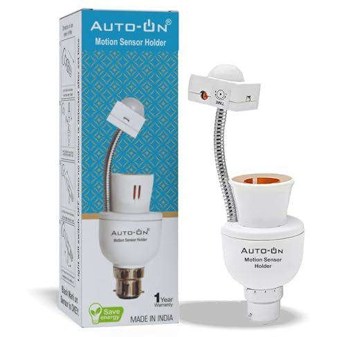 Auto-ON Motion Sensor Holder (Convert Any Bulb to Automatic) (Electricity Saver) (Bulb Off Time Adjustable) (No Day/Night Sensing) - One Year Warranty - Pack of 1