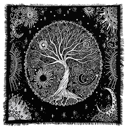 Indian Consigners Tree of Life Altar Cloth – 24x24 Inch Square Celtic Cotton Tapestry for Tarot, Wiccan Rituals, Witchcraft, or Sacred Table Décor
