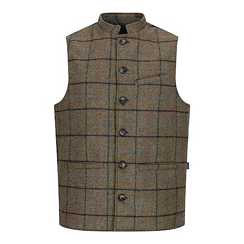 WALKER AND HAWKES - Men's Abraham Moon Tweed Nehru Waistcoat - Castleton Green - X-Large