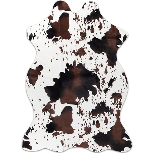 Faux Cowhide Rug Cute Cow Print Rug Area Rug Fun Western Room Decor for Bedroom Living Room Non-Slip (3.6ft x 2.4ft)