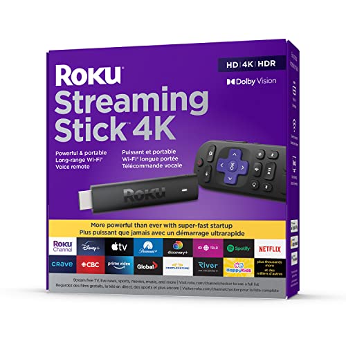 Roku Streaming Stick 4K 2022 (Official Manufacturer Product) | Streaming Device 4K/HDR/Dolby Vision with Voice Remote with TV Controls and Long-Range Wi-Fi