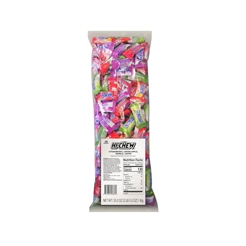 HI-CHEW Assorted Bulk Bag, Green Apple Strawberry Mango Grape, Soft & Chewy Candy 2.2lb - 185+ Pieces Individually Wrapped, Ideal for Easter Basket, Made with Immensely Juicy Fruity Candy Flavors