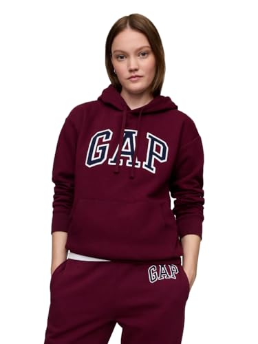 GAP Women's Logo Hoodie Hooded Pull-on Sweatshirt, Ruby Wine, Medium