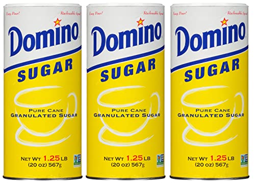 Domino® Granulated Sugar, 20 oz Canister, Sugar Container (Pack of 3)
