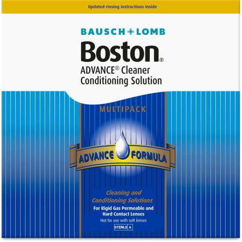 Boston Advance Cleaner Conditioning Solution Multipack - 3x 30ml Cleaner, 3x 120ml Conditioning Solution, Contact Lens Solution for Rigid Gas Permeable & Hard Contact Lenses, 1x Lens Case Included