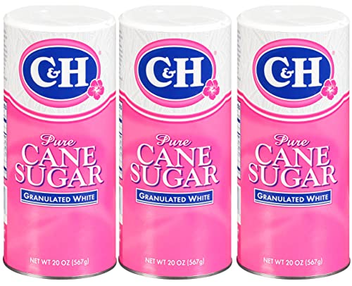 C&H® Granulated Sugar, 20 oz Canister Premium Pure Cane Sugar (Pack of 3)
