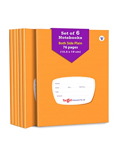 Both Sides Blank Small Notebooks for Kids and Students | 76 Plain Unruled Pages | Hard Bound Cover | 15.5 cm x 19 cm Approx | Pack of 6 Books | For Children School and Office Use | GSM 57