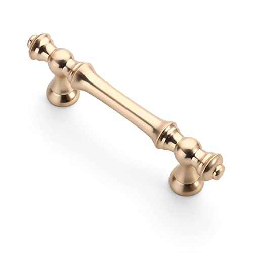 Asidrama 10 Pack 3 Inch(76mm) Brushed Brass Kitchen Cabinet Handles, Gold Cabinet Pulls Kitchen Cabinet Hardware for Cupboard Drawer Handles Dresser Pulls