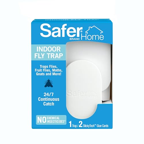 Safer Home Indoor Plug-In Fly Trap - SH502 - Effective Fruit Fly Traps for Indoors, Gnat Traps for House Indoor, 400 Sq Ft Protection - Style: 1 Device + 2 Glue Cards
