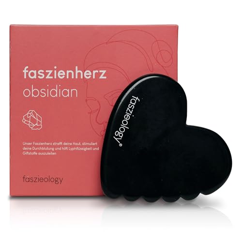 Faszienherz von Faszieology by Carola Bleis - handgearbeiteter Gua Sha aus schwarzem Obsidian - Beauty Massage Tool für Gesicht und Körper - Faszienmassage - beautifull Aging