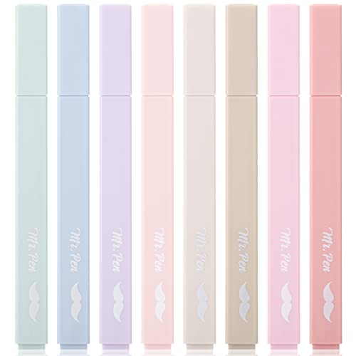 Mr. Pen - 8 Pack Aesthetic Highlighters, Chisel Tip, Discreet Pastel Color, No Bible Smudge, Assorted Color Highlighters, Pastel Highlighter Set, School Supplies