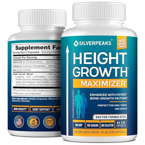 Growth Capsules to Grow Taller - Height Growth Maximizer with Calcium for Bone Strength, Made in USA, Natural Get Taller Supplement to Increase Bone Growth Adults, Teens & Kids, Free of Growth Hormone