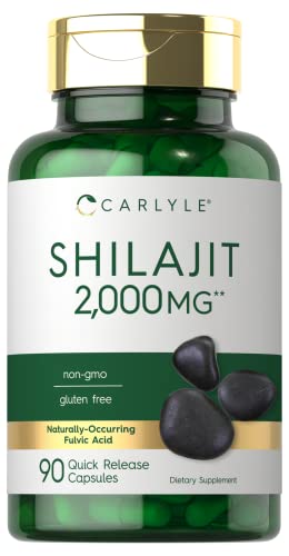 Carlyle Shilajit Capsules | 2000mg | 90 Count | Non-GMO and Gluten Free Supplement