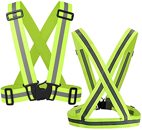 VTECHOLOGY 2Pcs Safe Reflective Safety Vest Visibility Vest Adjustable Straps Bright Vest for Work Signal Vest for Night Work Running Cycling