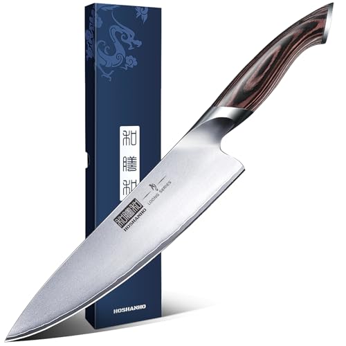 HOSHANHO Kitchen Knife in Japanese High Carbon Steel, High-Class Chef's Knife 8 inch Professional Cooking Knife, Non-Slip Ultra Sharp Knife with Ergonomic Handle