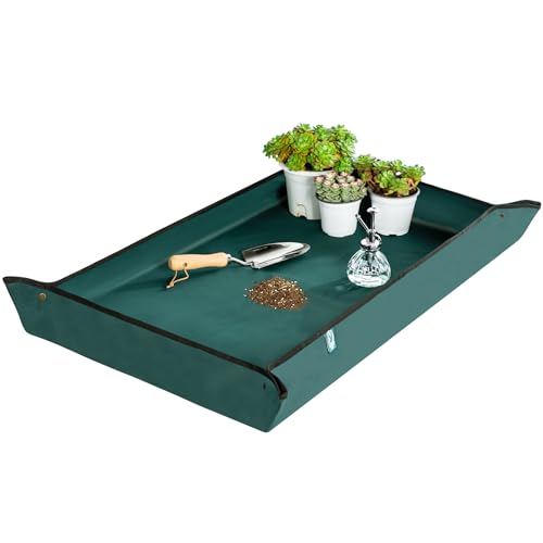 Melphoe Plant Repotting Mat 600D Extra Thickened Stiffer Oxford 29.5''W x 43.3''L Fabric Durable Coating, Waterproof Transplanting Pad Indoor Succulent Potting Mat Portable Fordable Gardening