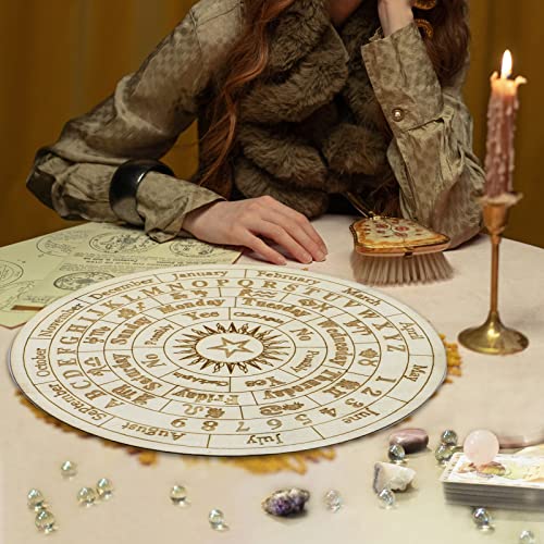Andoer Star Pendulum Board Wooden Dowsing Divination Board Round Metaphysical Message Board Witchcraft Wiccan Altar Beginner Witchcraft Supply