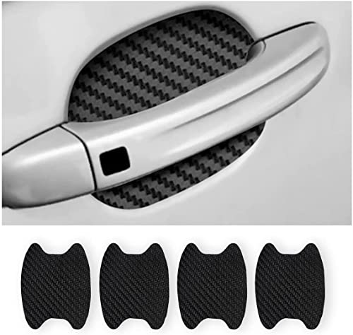 4PCS Universal Carbon Fiber Door Handle Protector Sticker, Anti-Scratches Auto Protective Film, Paint Cover Guard Fit for Most Car Handles (Black)