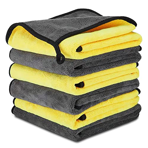 Microfiber Cleaning Cloths, 6 PCS Soft Material Microfiber Towel for Cars, Absorbent Cleaning Cloths, Car Drying Towel with Dual Side, Microfibre Cloths for Glass and Interior All Purpose 23 x 11 inch