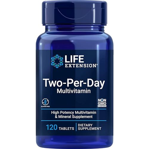 Life Extension, Multivitamin Two per Day, 120 Tabletten, Laborgeprüft, Glutenfrei, Sojafrei, Ohne Gentechnik, mit essentiellen Vitaminen und Mineralien