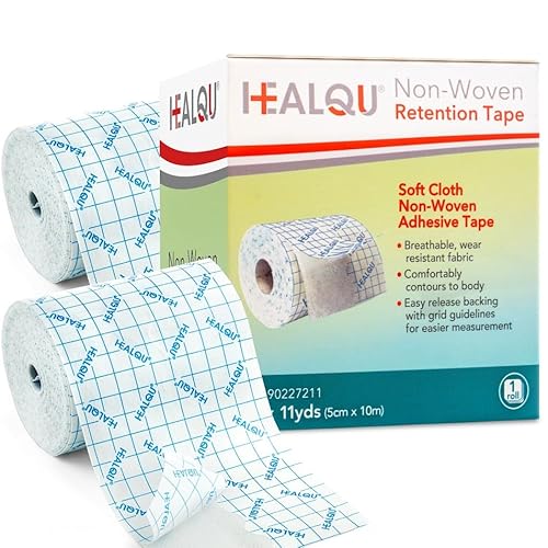 HEALQU Dressing Retention Tape, Non Woven, 5cm X 10 Meter Pack of 2 - Wound Dressing Tape Adhesive Cloth Tape Comfortable to The Body, with Easy Release, by Healqu