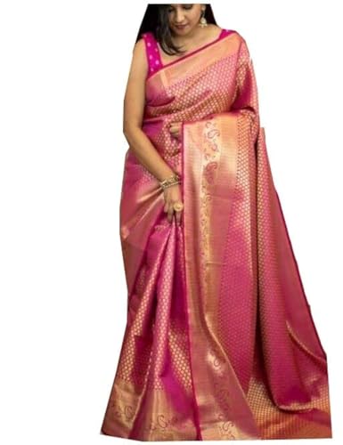 SGF11 Women's Kanjivaram Soft Silk Saree With Blouse Piece (Pink)