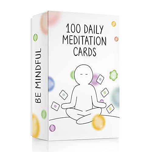 BEST 100 Daily Meditation Cards | Anxiety Relief Item for Relaxation | Self Care Kit for Stress Relief | Perfect Mindfulness Gift For Kids, Teens, & Adults | Go Beyond Positive Affirmations