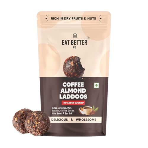 EAT BETTER CO - Coffee & Almond Sugar-Free Laddoos | Energy-Bar Replacement | 95% Dry-Fruits | High Protein & Instant Energy, Pack Of 20 - Healthy Chocolate No Added Sugar, 200 Gram