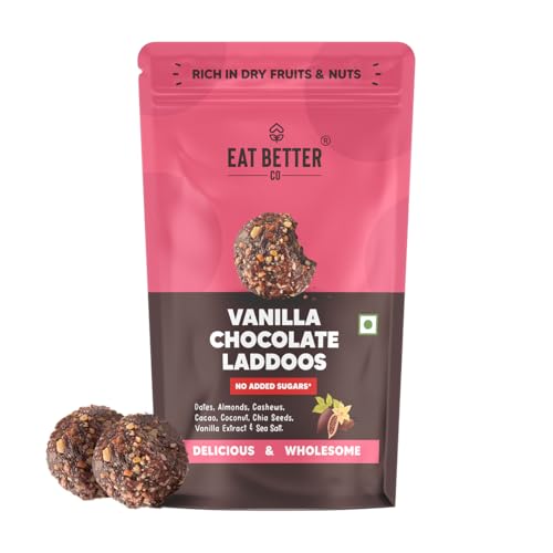 EAT BETTER CO Vanilla & Chocolate Sugar-Free Laddoos | Energy-Bar Replacement | 95% Dry-Fruits | High Protein & Instant Energy - Super Saver Pack Of 20 - Healthy Chocolate No Added Sugar, 200 Gram