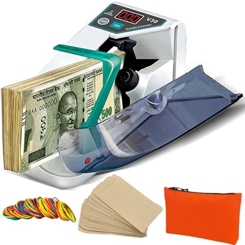 BRONTIX Portable LED Display Mini Best Money Counting Machine for Home - Note Counting Machine Indian Currency Counting Machine Latest - Money Machine with UV/WM Function and Auto-shutoff