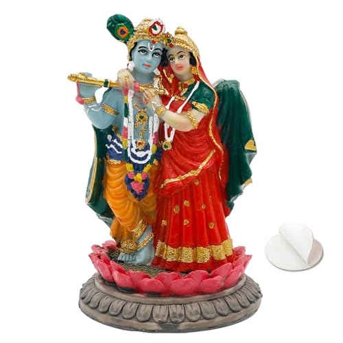 India Idol Radha Krishna Figurine - 3.9”H Hindu Murti God Krishna and Goddess Radha Statue Home Office Temple Mandir Altar Shrine Pooja Decor Diwali Spiritual Gifts