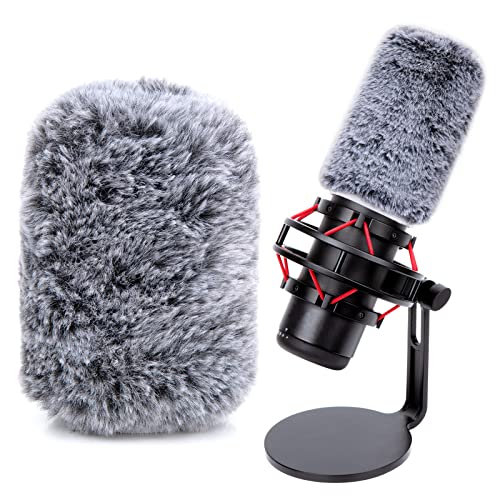 YOUSHARES QuadCast Microphone Windscreen, Furry Wind Cover Microphone Wind Shield Compatible with HyperX QuadCast Mic and HyperX QuadCast S microfono for Filter Ambient and Breathing Winds