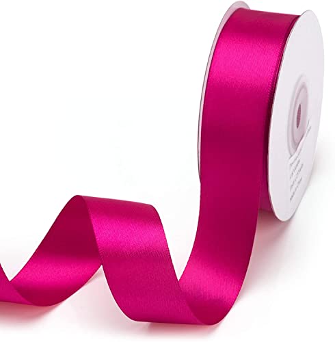 Azalea Pink Satin Ribbon for Gift Wrapping, 1 Inch x 25 Yards Double Sided Polyester Ribbon for Christmas Halloween Wedding Birthday Valentine's Day Decoration