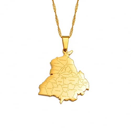 Hafrita India Punjab State Map Pendant Neckalces Stainless Steel Chain Pendant Necklace