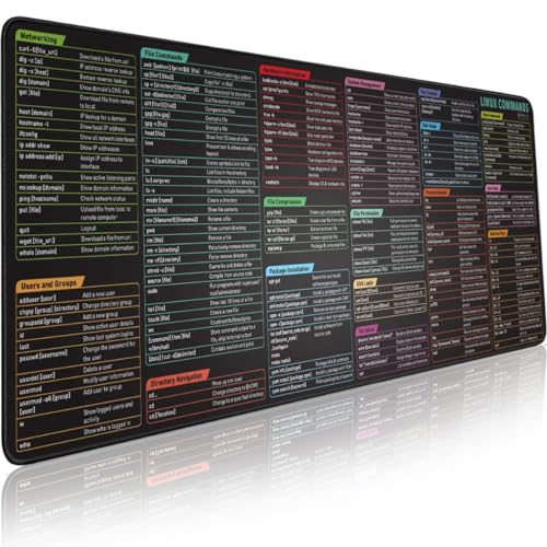 Linux Commands Line Mouse pad - Extended Large XL Cheat Sheet Mousepad. Shortcuts to Kali/Red Hat/Ubuntu/OpenSUSE/Arch/Debian/Unix Programmer. Non-Slip Gaming mat
