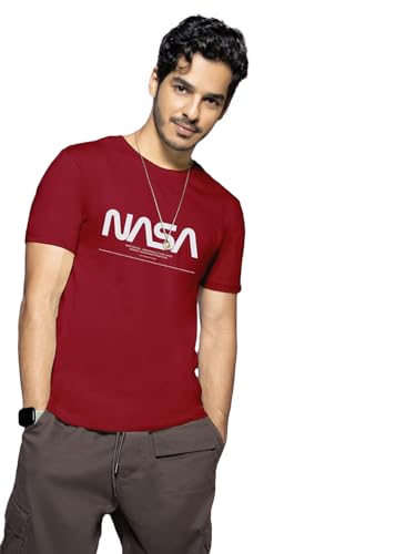Bewakoof Men's NASA Printed 100% Cotton T-Shirt - Regular Fit, Round Neck, Half Sleeves