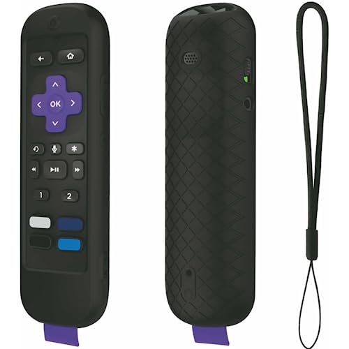 USTIYA Remote Control Case for Roku TV Ultra 2022 /Voice Remote Pro/Streaming Stick 4K+/Streambar Pro Protective Cover Silicone (Black)