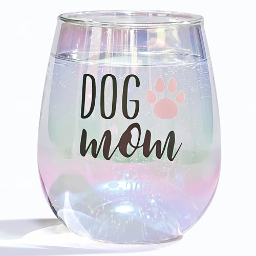 SHENDONG Weinglas mit Aufschrift Dog Mom, für Hunde, Mutter, Hundeliebhaber, Geburtstag, Muttertag, Geschenk für Hund, Mutter, Tochter, Sohn, mit Geschenkbox, dick, 450 ml