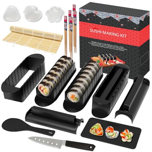 HI NINGER sushi maker set,deluxe edition 20 artikel kit für anfänger zum selber machen,sushi maker kit inkl sushi rollmatte,sushiteller,stäbchen