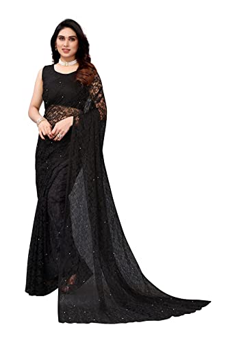IMTRA FASHION Designer Net Saree for Women Indian Floral Sari with Blouse