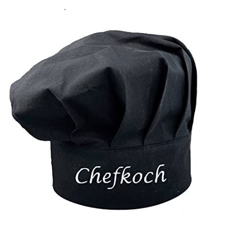 Pet-Jos Chefkoch Kochmütze Unisex Kochmütze aus Baumwolle Küche Hotel Restaurant Gastro-Hüte Einstellbar für Männer, Frauen Kochen Schwarz