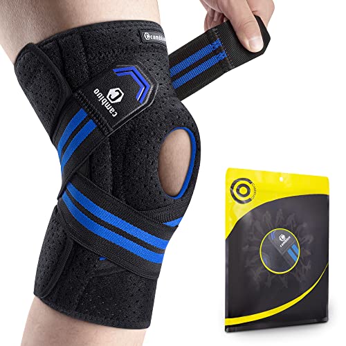 CAMBIVO Knee Brace with Side Stabilizers & Patella Gel Pads, Knee Compression Sleeve for Meniscus Tear, ACL, MCL, Adjustable Compression Knee Support for Women and Men(Upgrade Blue, Medium)