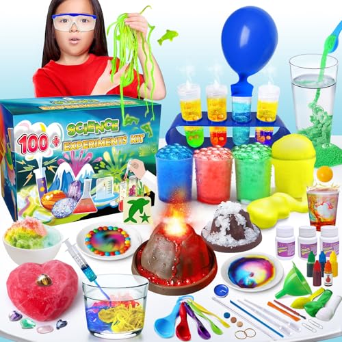 UNGLINGA 100+ Science Lab Experiments Kit for Kids, STEM Activities Educational Scientist Toys Gifts Chemistry Set, Gemstone, Volcano, Glowing Worms, Fizzy Reaction