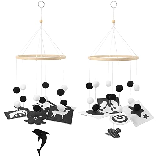 HyDren Baby Mobile for Crib Black and White Crib Mobile Nursery Crib Mobile Handmade Mobiles Decor for Baby Shower Gifts Ceiling Hanging Decorations 2 Styles