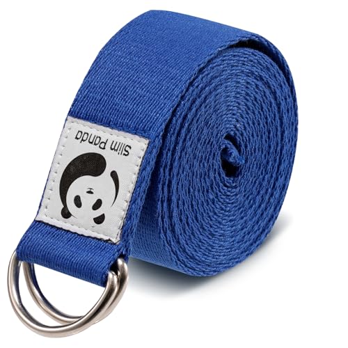 Slim Panda Yoga Strap for Stretching,(6+ Colors,6 Feet/8 Feet) Cotton Yoga Strap with Adjustable D-Ring Buckle,Non-Elastic Yoga Belt for Pilates,Gym Workouts,Physical Therapy,Improve Flexibility